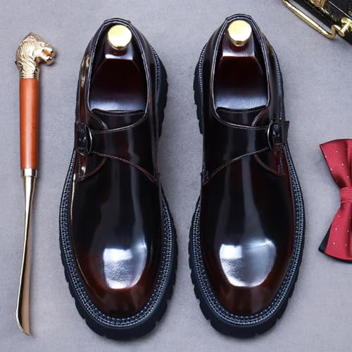 Mens Buckle Genuine Leather Shoes, Formal School Uniform Shoe for Work Office, Smart Fashion Wedding Shoe2