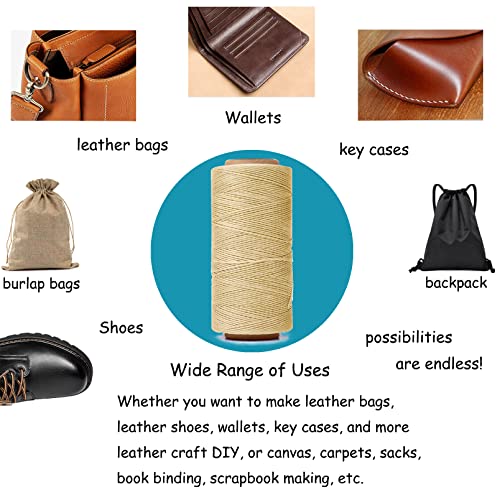 Hilo encerado beige para coser cuero 568 yardas 2 piezas miniatura 7