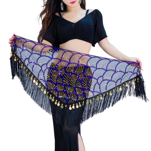 Ceinture à franges pour danse du ventre avec foulard fluide
