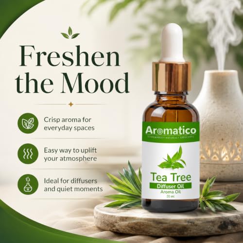 Image of AROMATICO Tea Tree Diffuser Oil for Long-Lasting, Aromatherapy, Meditation & Concentration | Versatile Use in Diffusers, Air Fresheners 30ml