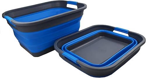 Miniatura 2 de SAMMART Cesta de plástico plegable de 36 litros (9.5 galones), contenedor de almacenamiento plegable y organizador, tina de lavado portátil, cesta