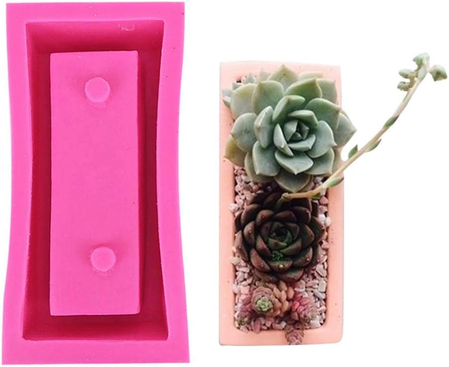 EKUEESilicone Mold Clear Water Concrete Cement Rectangular Flower Pot Silicone Mold Soap Moulds Baking Moulds DIY Candle Making Soap Making
