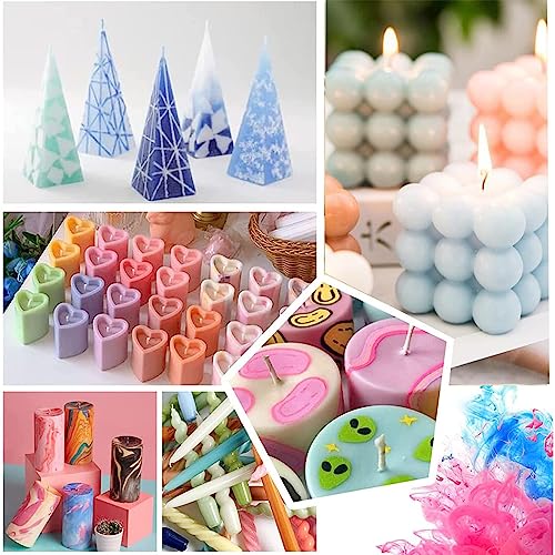 Kerzenfarben, 10 Farben Gießfarbstoff für Kerzen, Soja-Kerzenwachs zum Färben, Herstellungsfarbe für Sojawachs, Bienenwachs, Palmwachs DIY Mit 20 Dochten