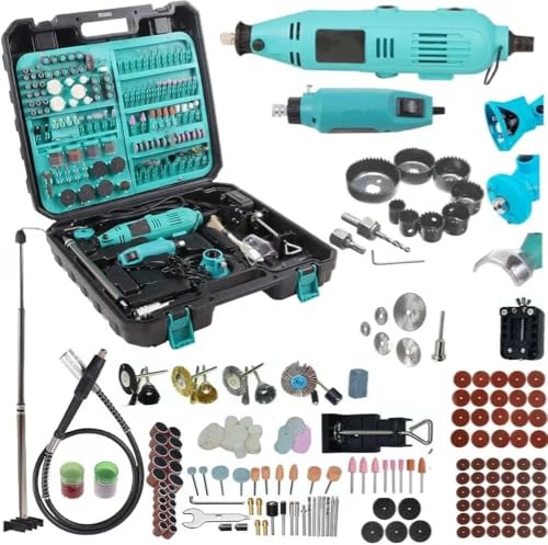 Image of 350PCS Die Grinder Kit | 130W Corded + 12V Mini Rotary Tool | 8,000-30,000 RPM Variable Speed | Quick-Change Collet | Flexible Shaft | Precision Rotary Tool Kit with Carry Case