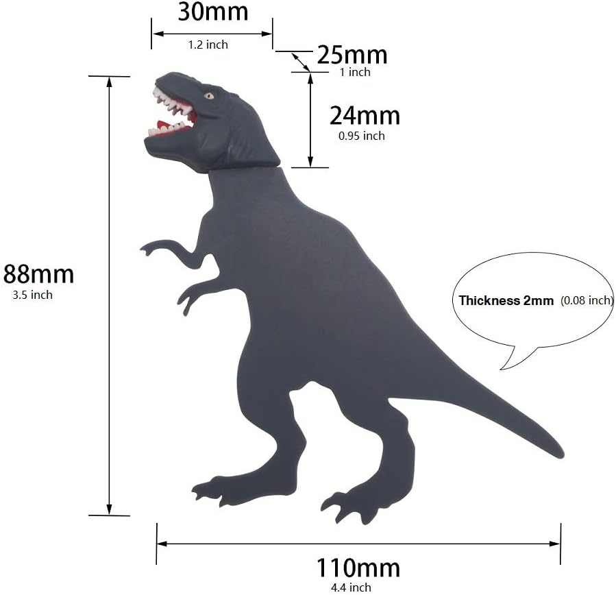 OYLZ Unique Cool T-Rex Dinosaur Bookmark 3D Book Mark Bookmarker for Kids Boys Girls Men Women (Gray)