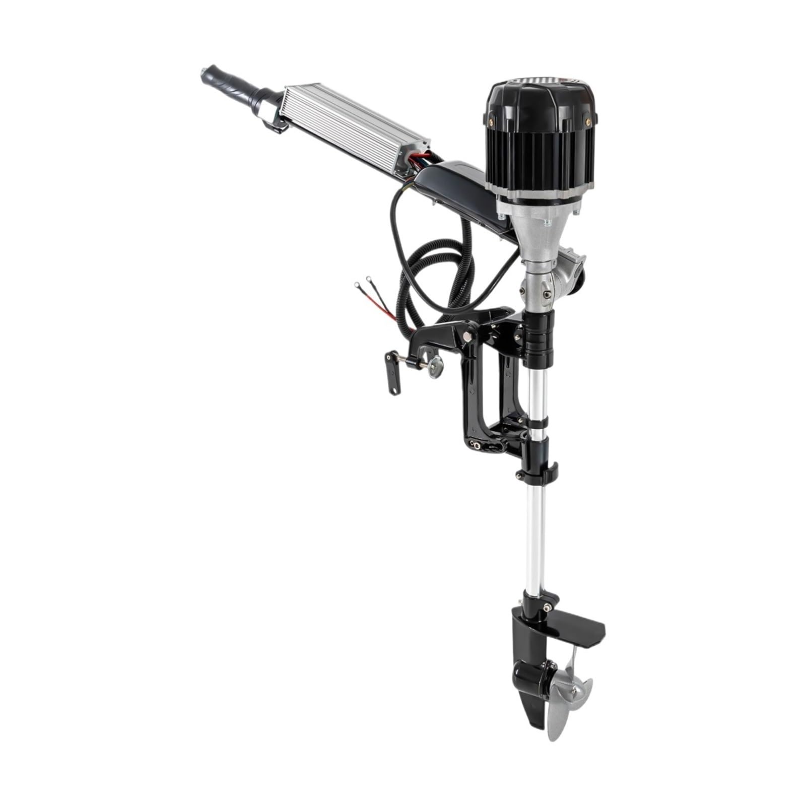 Motor De Pesca Con Curricán Eléctrico 48V, Fueraborda Aleación Aluminio Equivalente A 5HP Inclinación Manual Velocidad Variable For Barco, Bote Rendimiento Potente