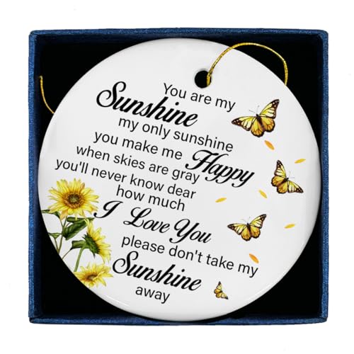 Inspirational Gift Ornament, Motivational Gifts for Friends Mom Daughter Sister Bestie, You are My Sunshine Ceramic Ornament Hanging Christmas Tree Decoration