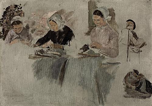 Toile Max Liebermann Brabanter Spitzenklöpplerinnen affiche décoration murale salon 60x90