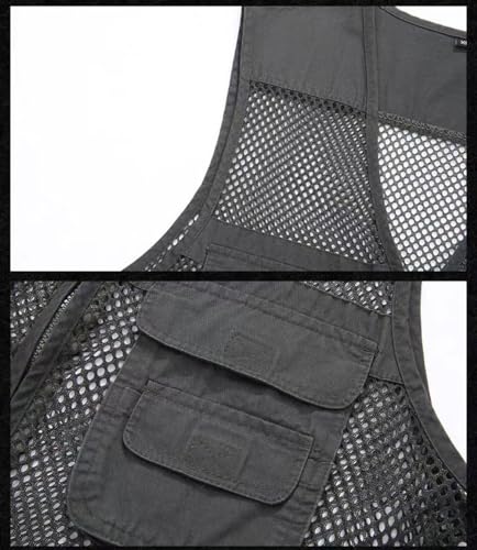Daoba Sommer Outdoor Sport Weste Mesh Atmungsaktiv Safari Weste Mit Vielen Taschen Für Jagd Angeln Camping (Picture, EU M (Asia L))