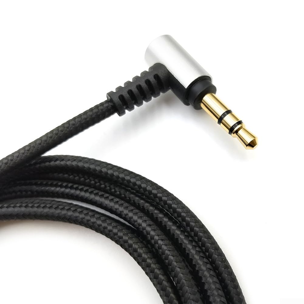 Cable de audio de repuesto para ATH-M40x M50x M60x M70x 3,5 mm chapado en oro de nailon trenzado (1,2 m)