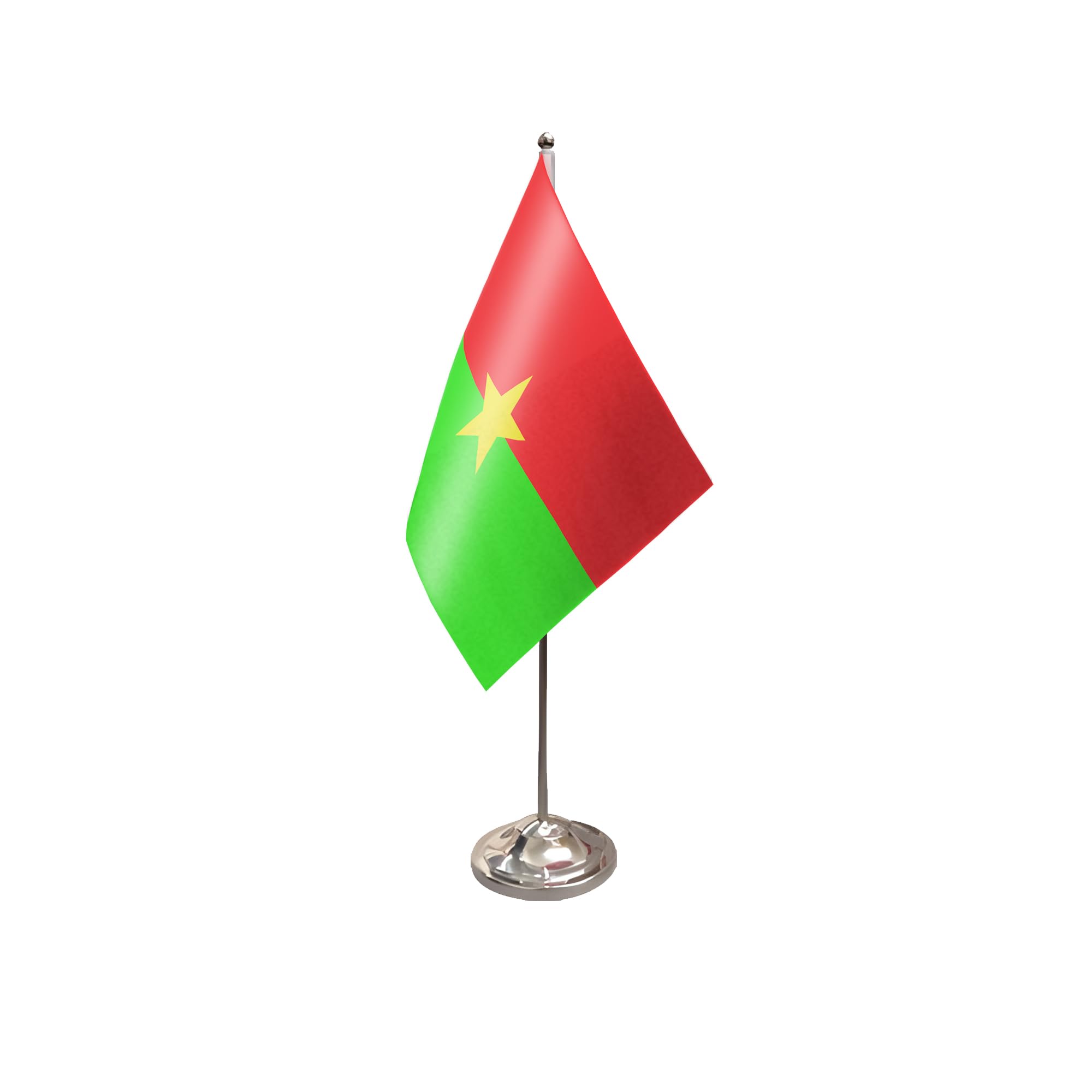 Flagtex Burkina Faso Satin Table Flag With Chrome Pole & Base