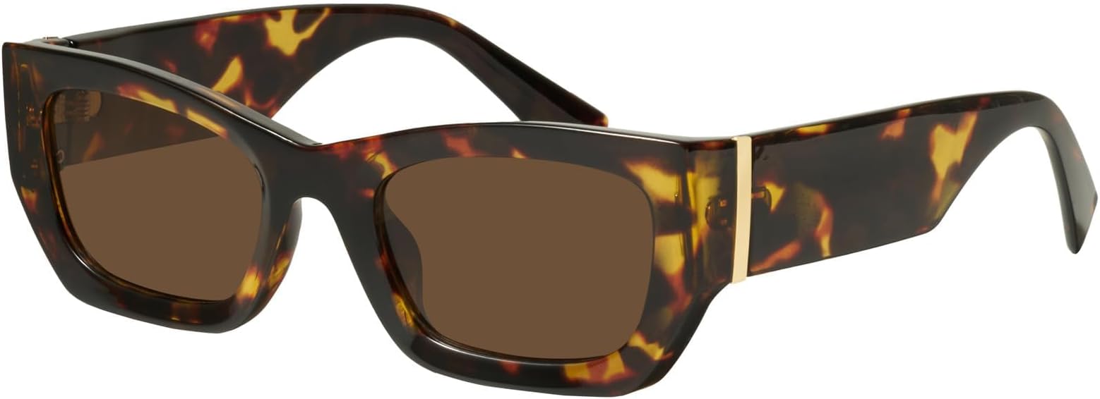 mosanana Retro Cat Eye Rectangle Polarized Sunglasses for Women Chunky Style MS52370