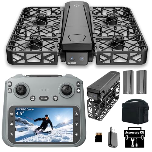 UAVRIAO Foldable Pocket Mini Drone with 2K Camera, Automatic Follow, Selfie Drone, Gesture Control, Smart Flight Paths, One-Click Takeoff/Landing, 360 Grid Protection, Stunt Mode for Adults Beginner
