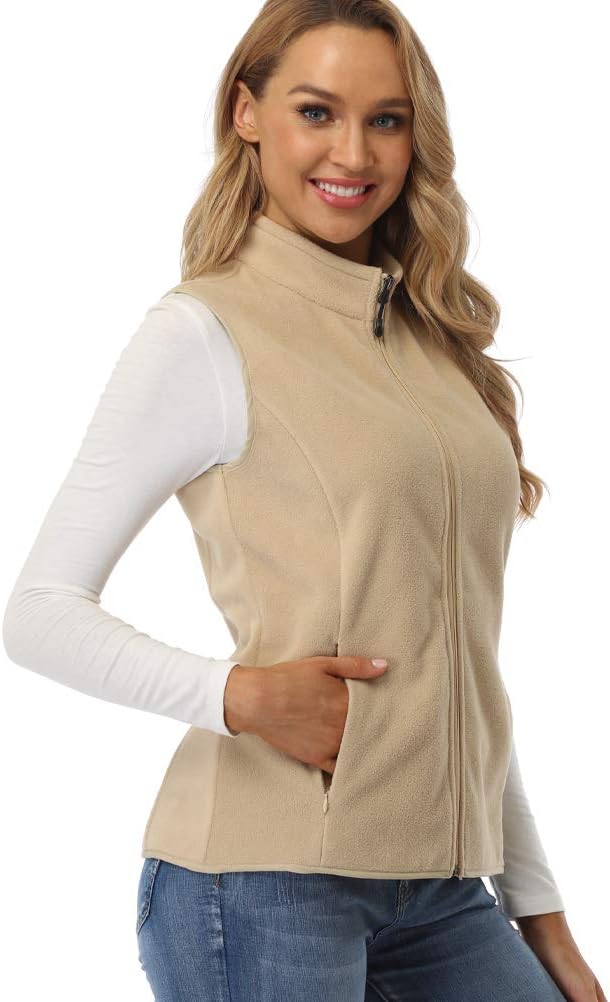 Fuinloth Women's Fleece Vest, Polar Soft Sleeveless Classic Fit with Zip up Pockets - Image 6