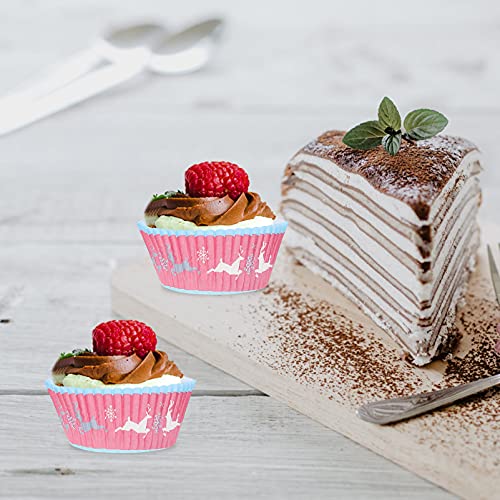 Hemoton 500 peças de forros de cupcake de Natal, floco de neve, boneco de neve, Papai Noel, forros d