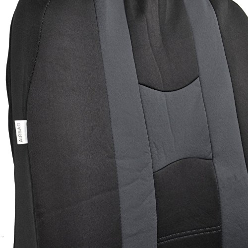 Bdk Rome Sport Car Seat Covers, Full Set (Charcoal On Black) – Front And Rear Bench Back Seat Cover Set, Easy To Install With Two-Tone Accent, Fits Most Auto Truck Van Suv #TOP4