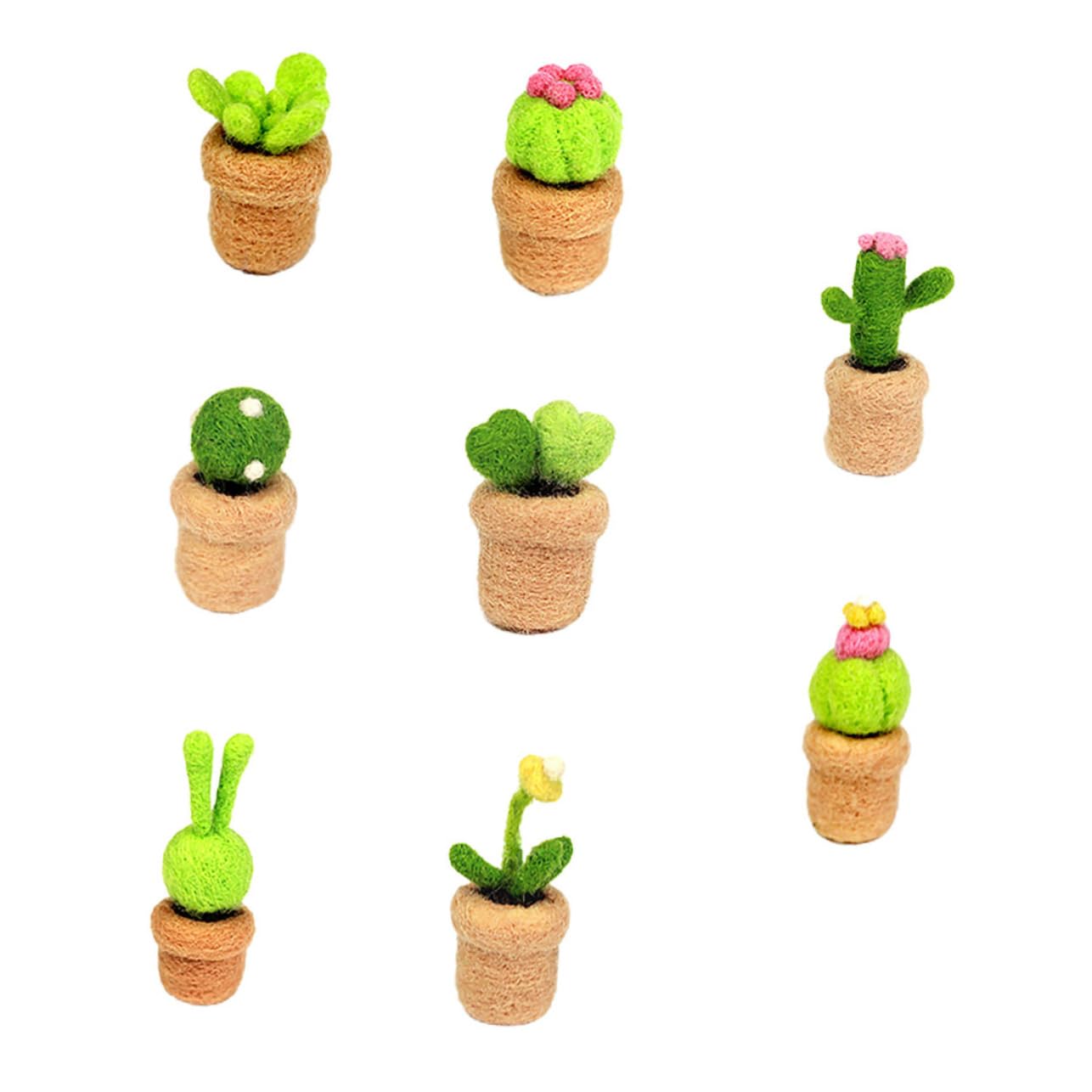 DIYEAH 16piezas Material De Fieltro De Para De Decoración De Cactus Lana Kit De Manualidades Para Principiantes y Entusiastas Del Fieltro