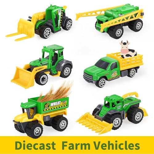 Oriate Children Diecasting Farm Car Toy Set 6pcs, Harvester, Transporter, Truck, Sprayer Small Farm Toys, Mini Cars Model Christmas, Birthday, 3 Years Old and Up Boys Girls Gifts - Thumbnail 2