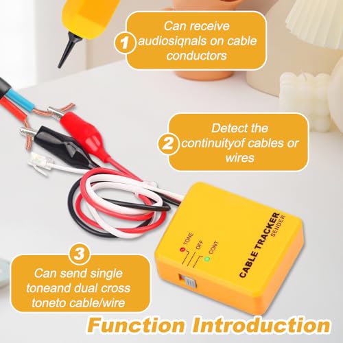 CLIUNT Kabelbruch Suchgerät Mähroboter, Cable Tracker, Kabelfinder Kabeltester Leitungssucher, RJ11 Kabel-Tracer und Tongenerator, Leitungssuchgerät zum Durchgang des Testschaltkreises