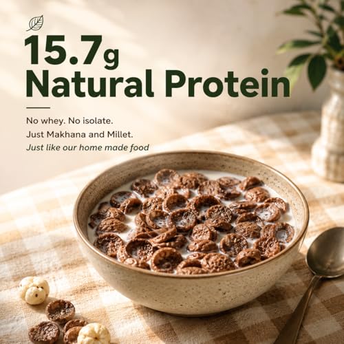 Image of Real Boon Makhana Millet Choco Cereals | High Protein, Gluten Free, Low GI, Vegan & Fiber Rich | Healthy Breakfast for Kids & Adults | Chocolate Flavor | Pack of 2