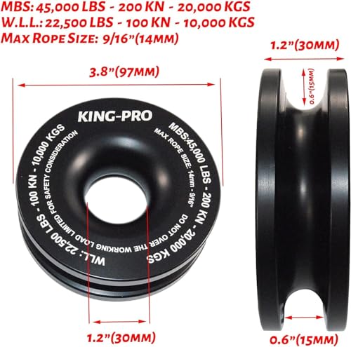 Image of KING-PRO Recovery Ring 7 /16 inchx20 inch 2PCS Soft Shackle 35,000lbs Breaking Strength with Snatch Ring 45,000lbs for Full-Size Truck Large SUVs Offroad Vehicels (2 Shackle and a Ring)