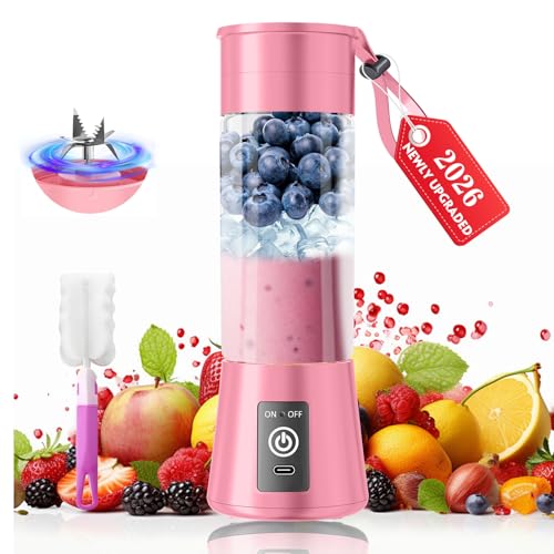 2026 Newly Upgraded Portable Smoothie Blender - Cordless Personal Blender Type-C Rechargeable, 13Oz Juice Cup BAP Free, 20,000Rpm Speed Powerful Blending, Freshly Squeezed in Sports/Office