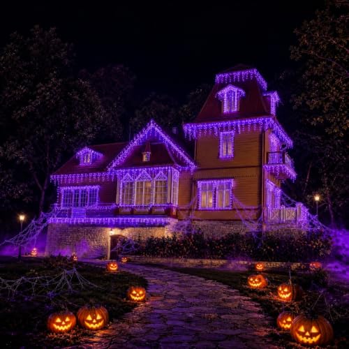 FLVOECN 720 LED 65FT Purple Halloween Ice Lights, Plug in Timer 8 Modes - image 4