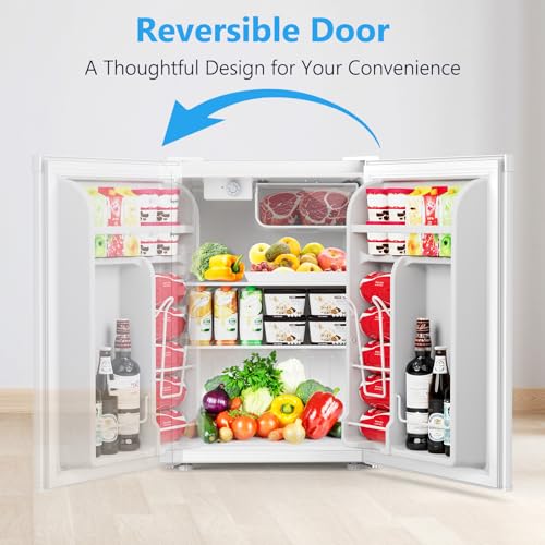 Image of COWSAR 2.6 Cu.Ft Mini Fridge with Freezer, Single-Door Compact Refrigerator, 7 Settings Temperature Adjustable, 2 Removable Shelves, Commercial Small fridge for Bedroom, Office, Kitchen, Dorm, White