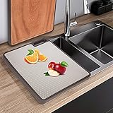 Large 316 Stainless-steel Wooden Cutting-Board - Double Sided Chopping Board，Meat (butcher block)...