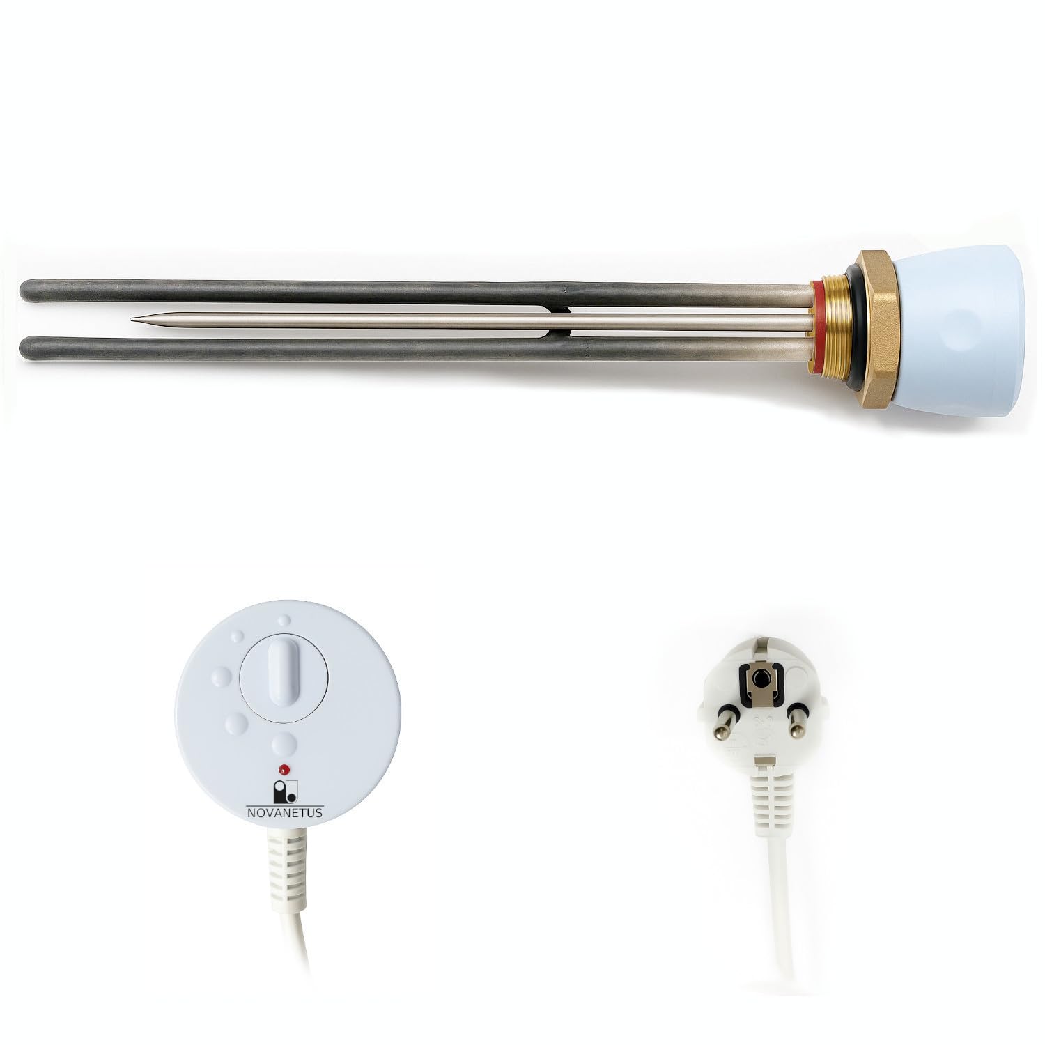 GEBN 5/4" 3kW 3000W 230V Riscaldatore ad Immersione Resistenza a Cartuccia per Caldaia Bollitore per Accumulo Acqua Calda INOX e Smaltato con Termostato