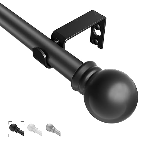 Black Curtain Rods for Windows 36"- 48", Decorative Drapery Rod