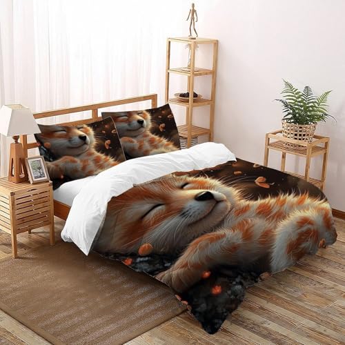 Housse de couette renard dessin animé imprimé 3D literie microfibre - 2
