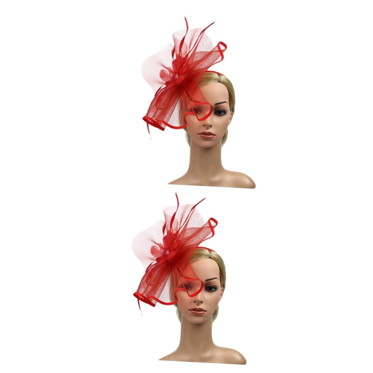 DOITOOL 2pezzi Fascinator Creativo Con Fiore Per Feste e Cerimonie Accessorio Elegante Per Donne e Ragazze Rosso Per Balli Festival e Halloween