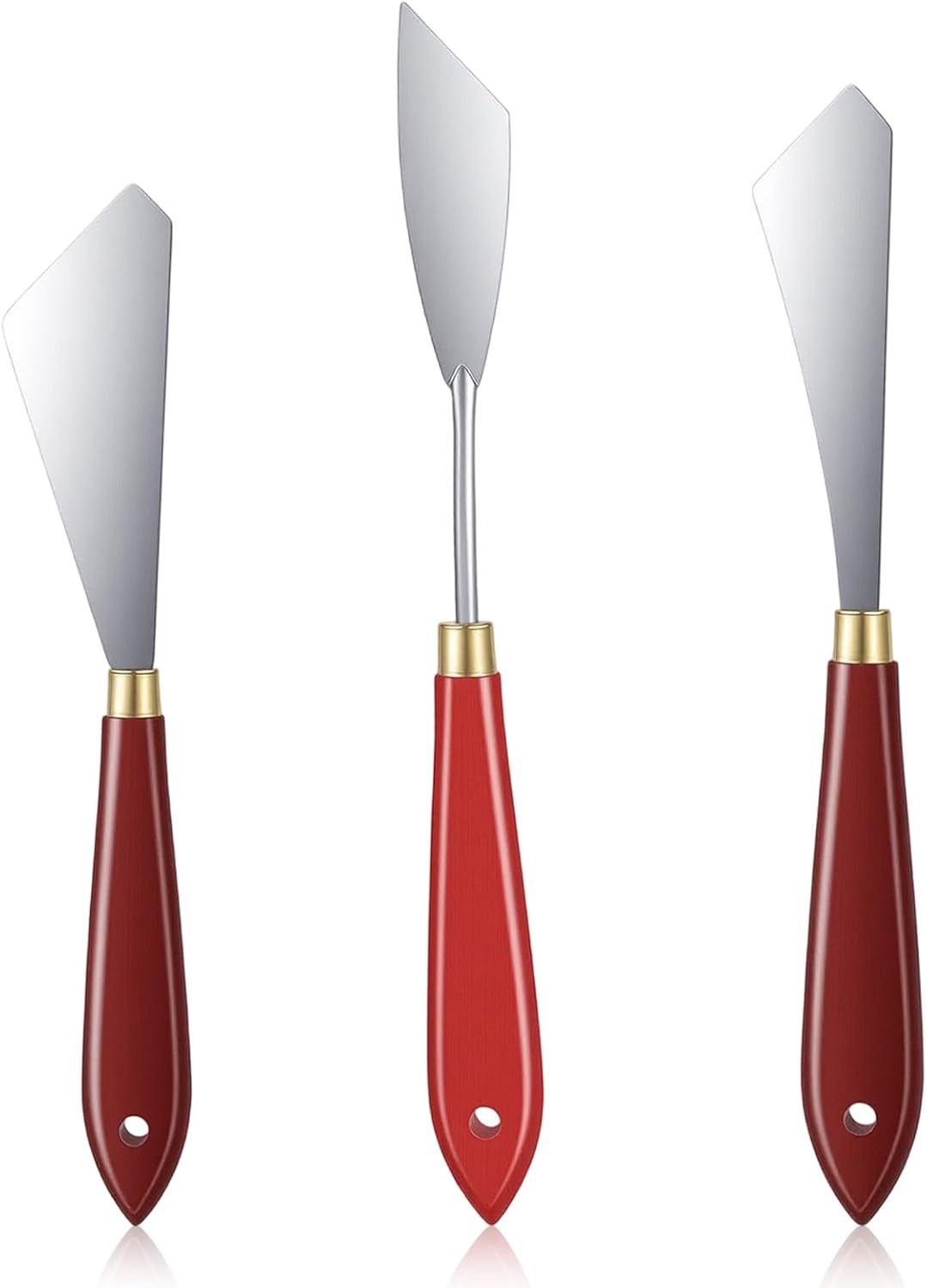 Set of 3 Palette Knives with Wooden Handle Painting Spatula Painting Knife Painting Knife for Acrylic Paints Stainless Steel Spatula Set Acrylic Painting for Oil Painting Canvas