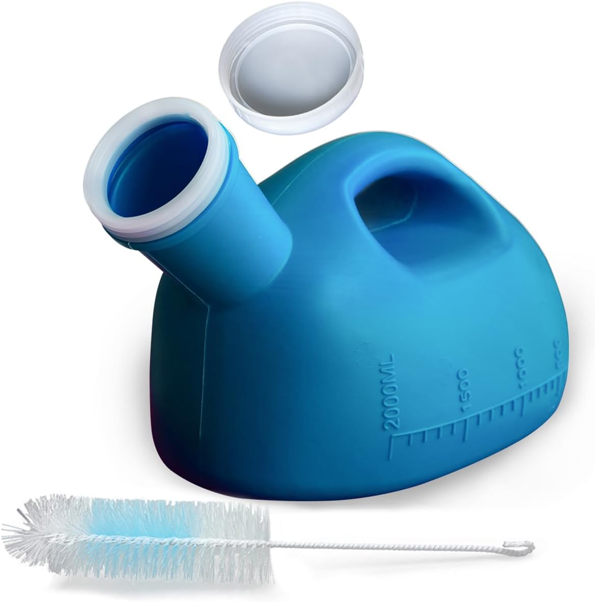 Extra Large 2000ml Portable Urinal for Men โ Leak Proof Bedside Urinal Bottle with Wide Mouth Snap-On Lid & Handle โ Emergency Travel Urinal for Car Camping Outdoor โ Easy Pour No Spill Design