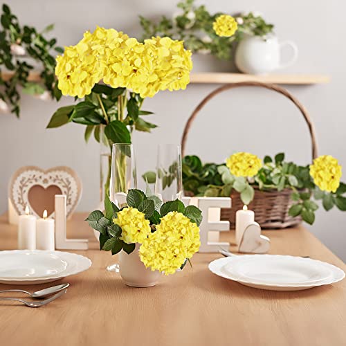 Yuxung 30 Sets Silk Hydrangea Flowers Party Artificial Hydrangea Flowers Faux Hydrangea Flowers Hydrangea Flower Decorations With Stems And Leaves For Wedding Birthday Home Decor, Yellow #TOP2