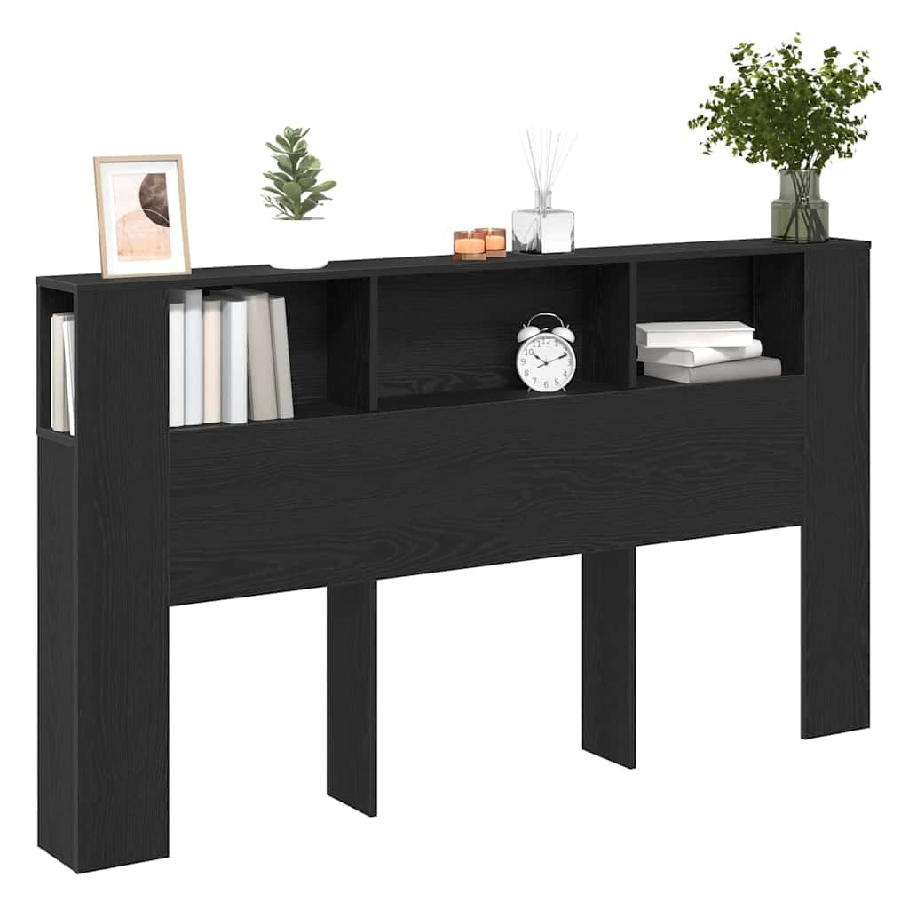vidaXL Cabecero con Armario Roble Negro 180 x 18,5 x 102,5 cm, Esenciales para el Dormitorio, cabecero Moderno, soluciones Decorativas, Muebles montados en Pared para Ahorrar Espacio
