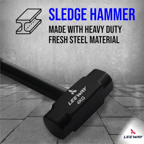 Image of LEEWAY 4 Kg Sledge Hammer for Strength Training, Gym Hammer, ClubBell, MaceBell for Full Body, Shoulder, Grip and Forearm Workout, Stretching Exercise Sledgehammer (1, Black, Sledge Hammer 4kg)