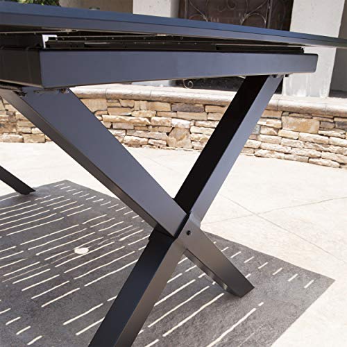 Christopher Knight Home Exuma Outdoor Expandable Cast Aluminum Rectangular Dining Table, Black #TOP4