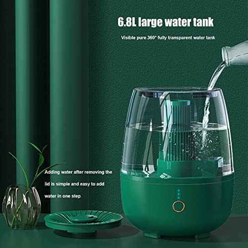 Air Humidifier, 6.8L Large Humidifiers For Bedroom & Baby Room, Ultra-Quiet Cool Mist Humidifiers With Remote Control, 360° Rotation Nozzle, Aroma Oil Diffuser, 2 Holes,Green #TOP5