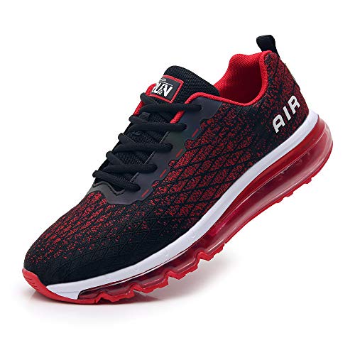 TORISKY Basket Homme Femme Air Chaussure de Sports Course Sneakers Basses Mode Casual Multisports Fitness Gym(8998-BK/Red39),39 EU,Noir Rouge