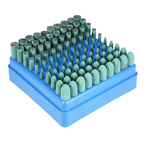 uxcell Rubber Polishing Bits, 1/8-inch 3mm Shank Mandrel Buffing Tool 100 in 1 Set