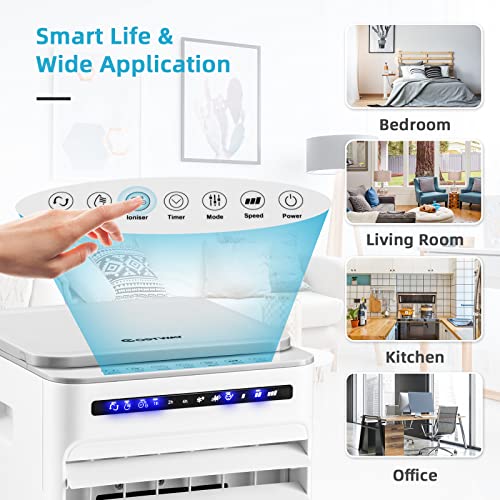 COSTWAY Evaporative Air Cooler, Bladeless Air Cooling Fan with Remote Control & 3 Wind Speeds, 4 Ice Boxes, 7H Timer, Portable Air Cooler for Room, Bedroom, Home, Office image 4