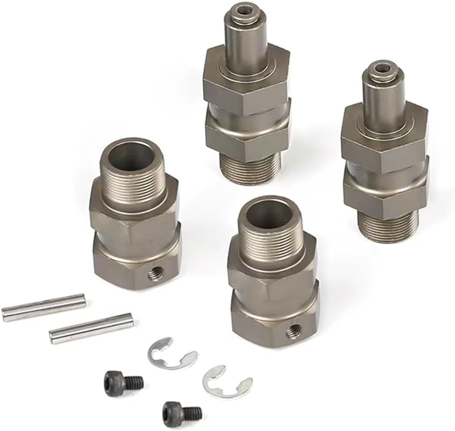 KingVal Replacement Harden 24mm Hex Hub Front and Rear Wheel Extender Combiner Compatible with 1/5 HPI ROVAN KM Baja 5B 5T 5SC RC Car (Titanium Color)