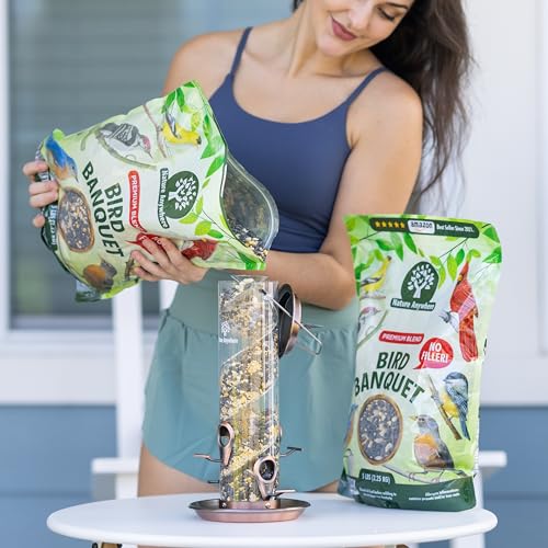 Image of Wild Bird Seed for Outside Feeders, No Filler Sunflower Bird Food, 20 lb | bird seeds for outside wild birds, over 60% sunflower with peanuts and safflower, no fillers, made in USA