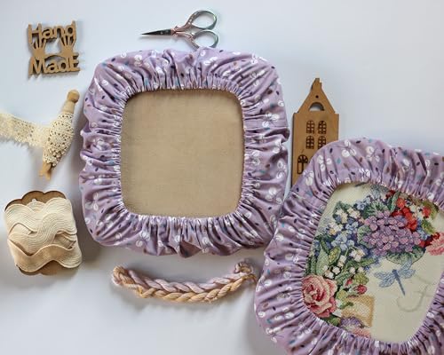 Grime Guard Q-Snap 8 x 8 Inch Cotton Hoop Cover Nurge size 3 Hoop Square Embroidery, Quilting, Punch Needle, and Craft Sewing (Purple)4