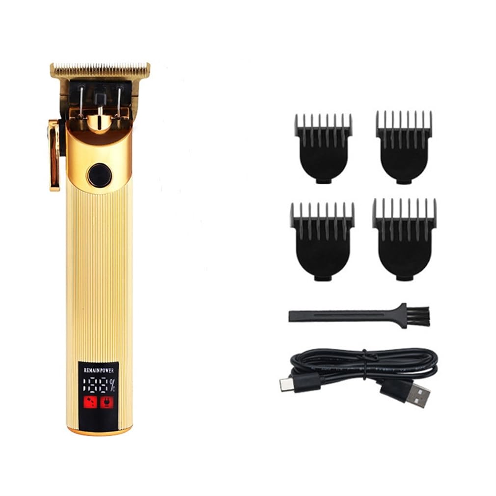 Rasoio professionale da uomo, kit di toelettatura da uomo con tagliacapelli, corpo in metallo e display digitale, tagliacapelli senza fili per barba e peli del viso