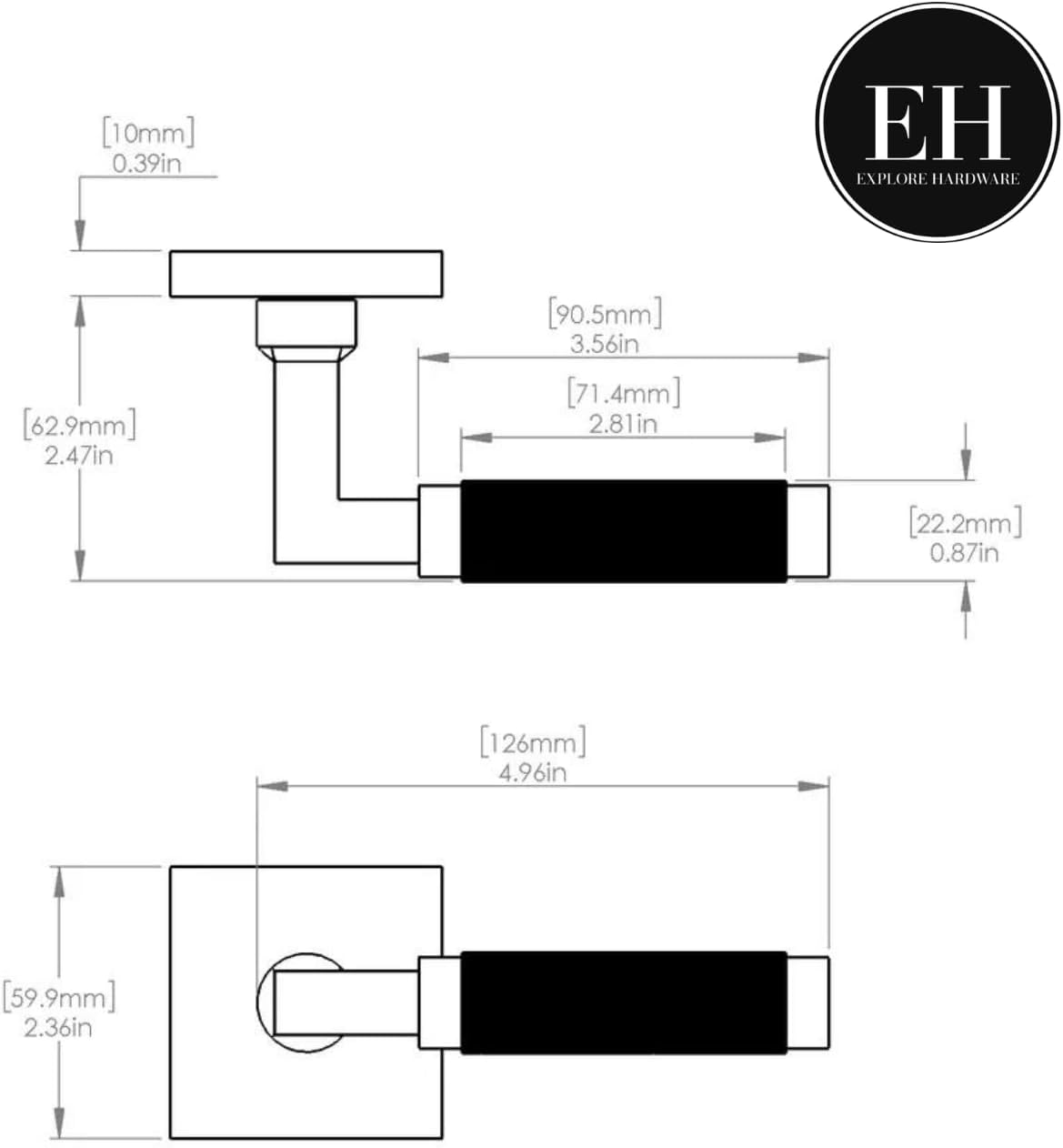 Explore Hardware Ibiza Solid Brass Passage Door Lever – Satin Gold for Hallway or Closet Doors