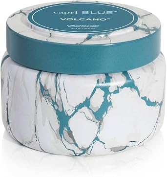 Capri Blue Modern Marble Printed Travel Tin Jar Candles - Luxury Decorative Candle for Home Scented - Long Lasting Soy Wax Blend - Volcano 8.5 oz