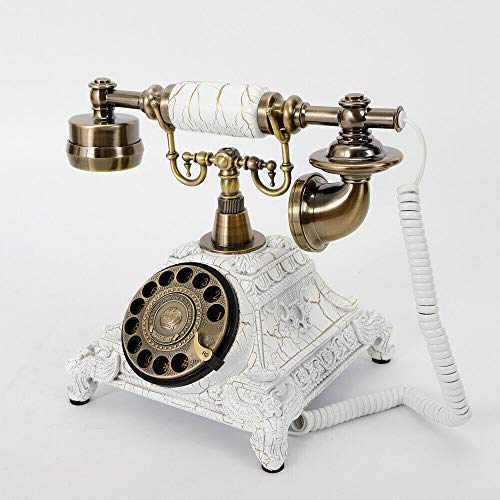 Teléfono estilo vintage retro blanco con disco giratorio miniatura 1